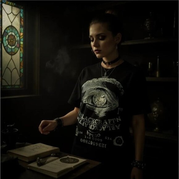 Blackcraft Ouija Graphic Tee W/ Eye Design & Occult Print – XS Unisex NWT - Picture 4 of 6